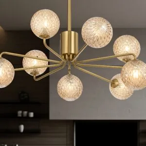FELTON 9 LIGHT PENDANT ANTIQUE GOLD LIFESTYLE